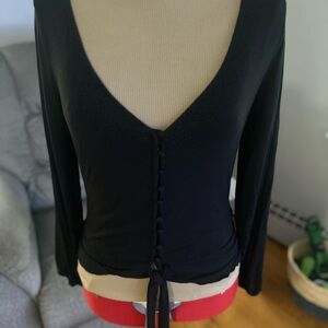 VENUS Black Plunging V Blouse